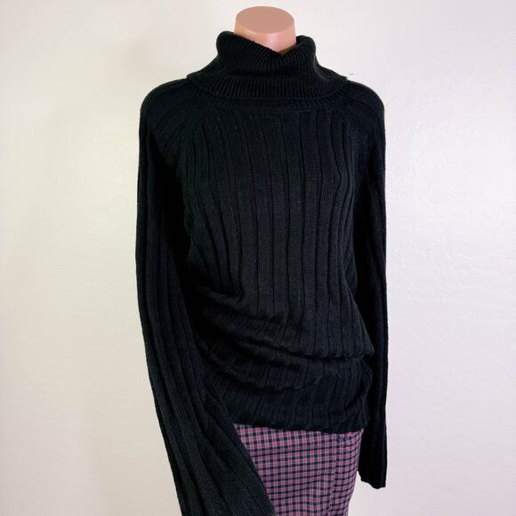 Sanctuary Ribbed Knit Turtleneck Tunic Chunky Sweater Black Cozy Fall sz XXL NWT - Picture 10 of 10